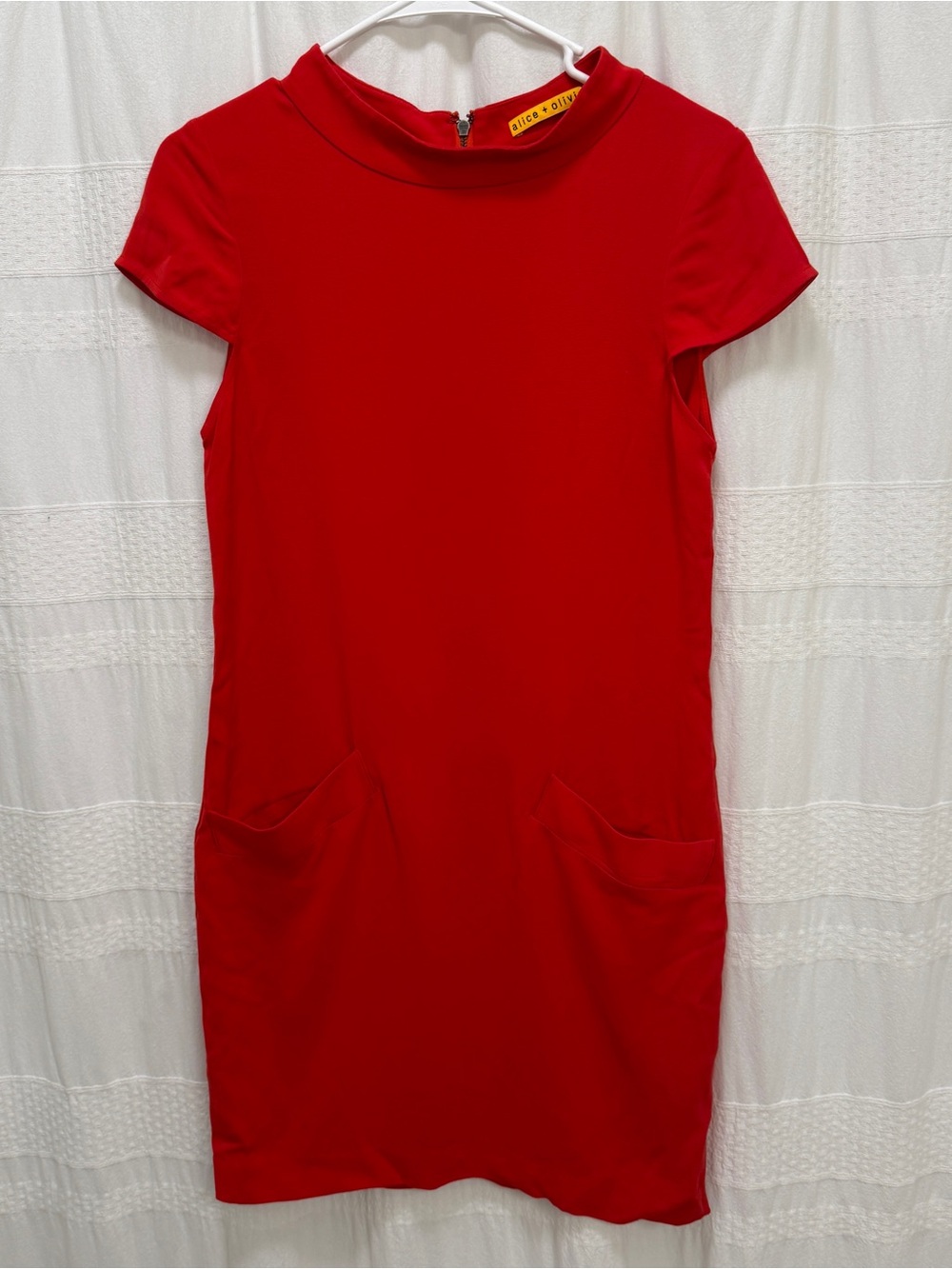 Alice + Olivia Cap Sleeve High Neck Mini Dress Red Womens Small Holiday